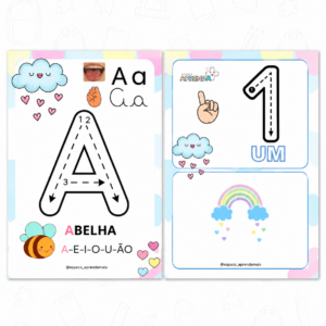 Alfabeto espacial coordenação motora+ numerais - chuva de amor